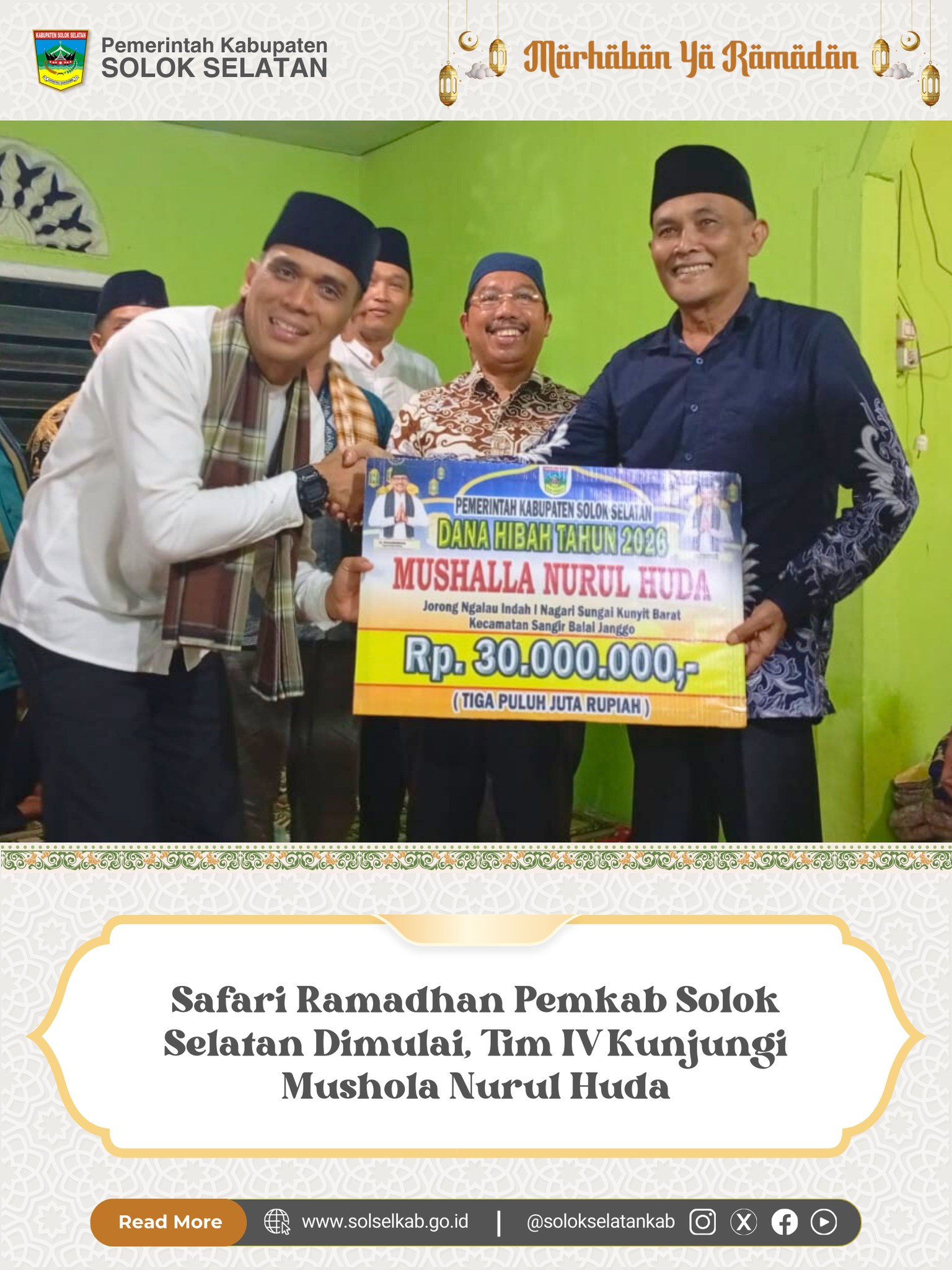 Safari Ramadhan Pemkab Solok Selatan Dimulai, Tim IV Kunjungi Mushola Nurul Huda