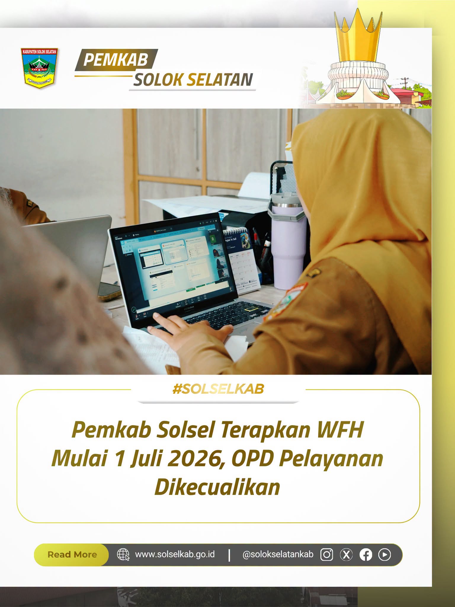 Pemkab Solsel Terapkan WFH Mulai 1 Juli 2026, OPD Pelayanan Dikecualikan